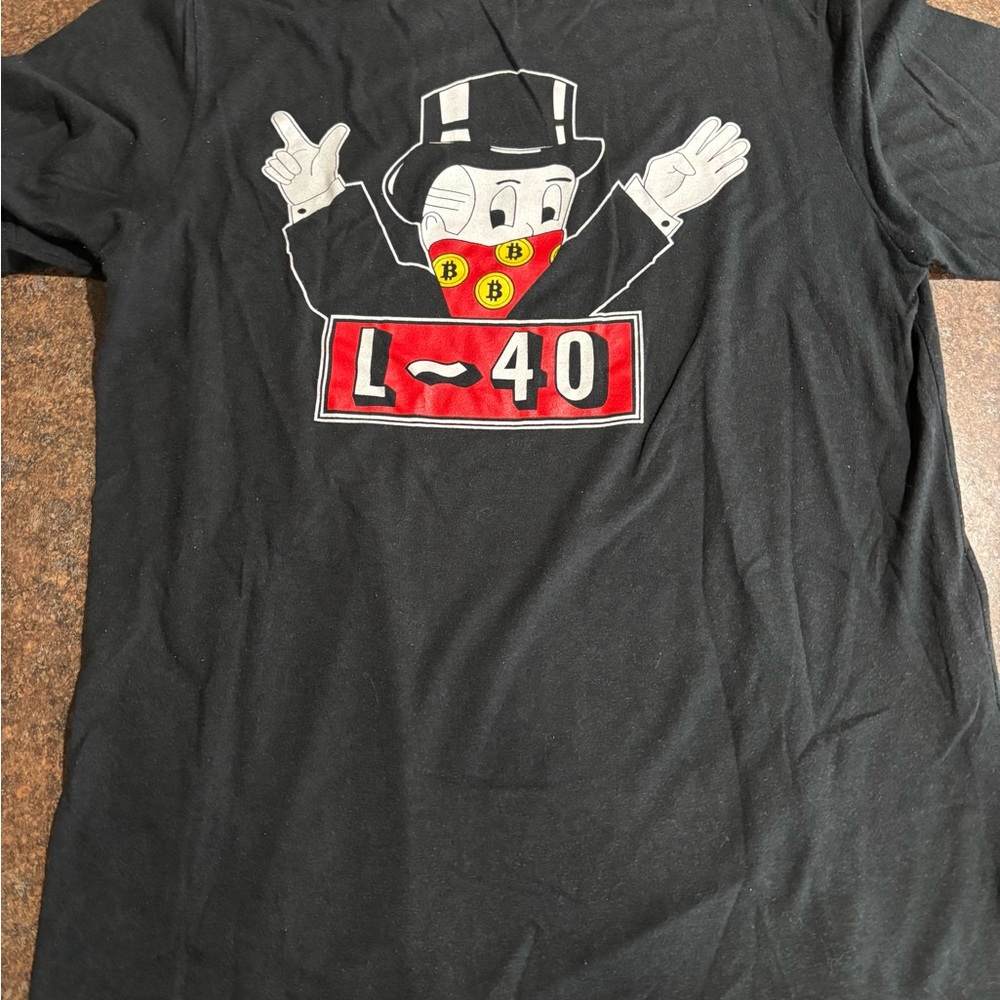 L~40 All Seeing Eye Pyramid Conspiracy Monopoly Parody Shirt Large
